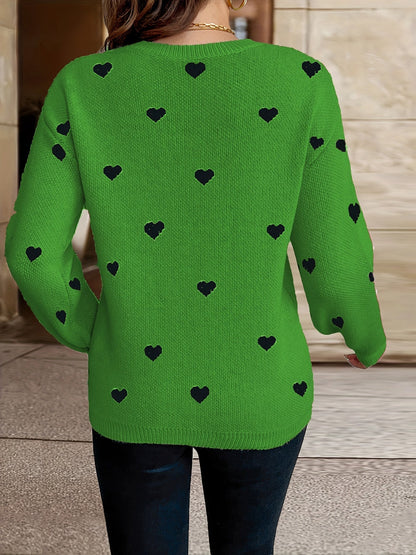 Sophie | Valentine's Day Jumper with Heart Pattern and Round Neck