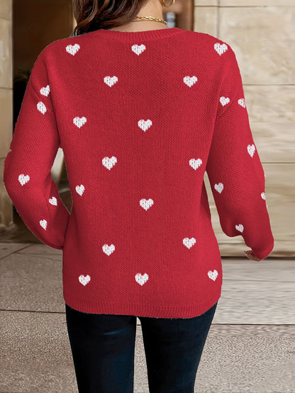 Sophie | Valentine's Day Jumper with Heart Pattern and Round Neck