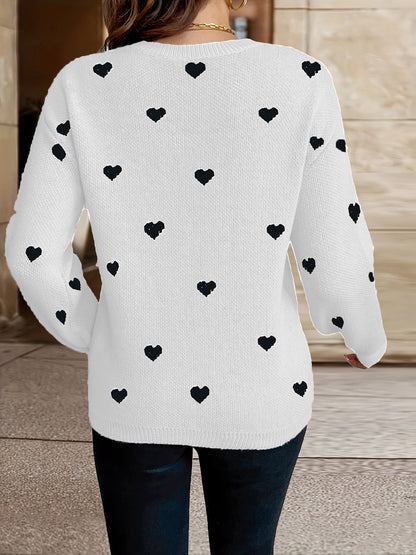 Sophie | Valentine's Day Jumper with Heart Pattern and Round Neck