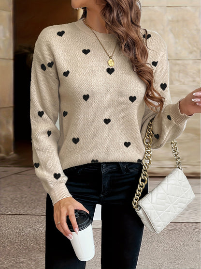 Sophie | Valentine's Day Jumper with Heart Pattern and Round Neck