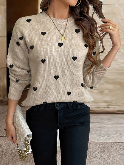 Sophie | Valentine's Day Jumper with Heart Pattern and Round Neck
