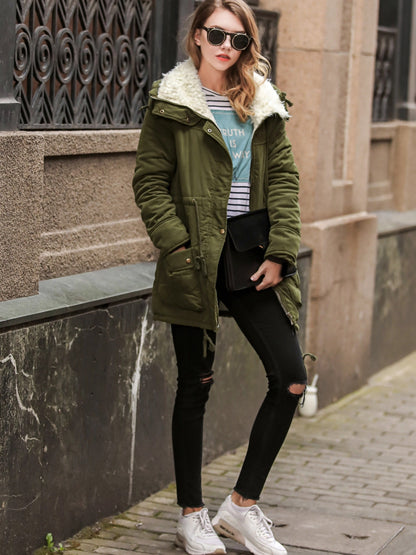 Sophie | Warm zip-up faux fur jacket with drawstring waist