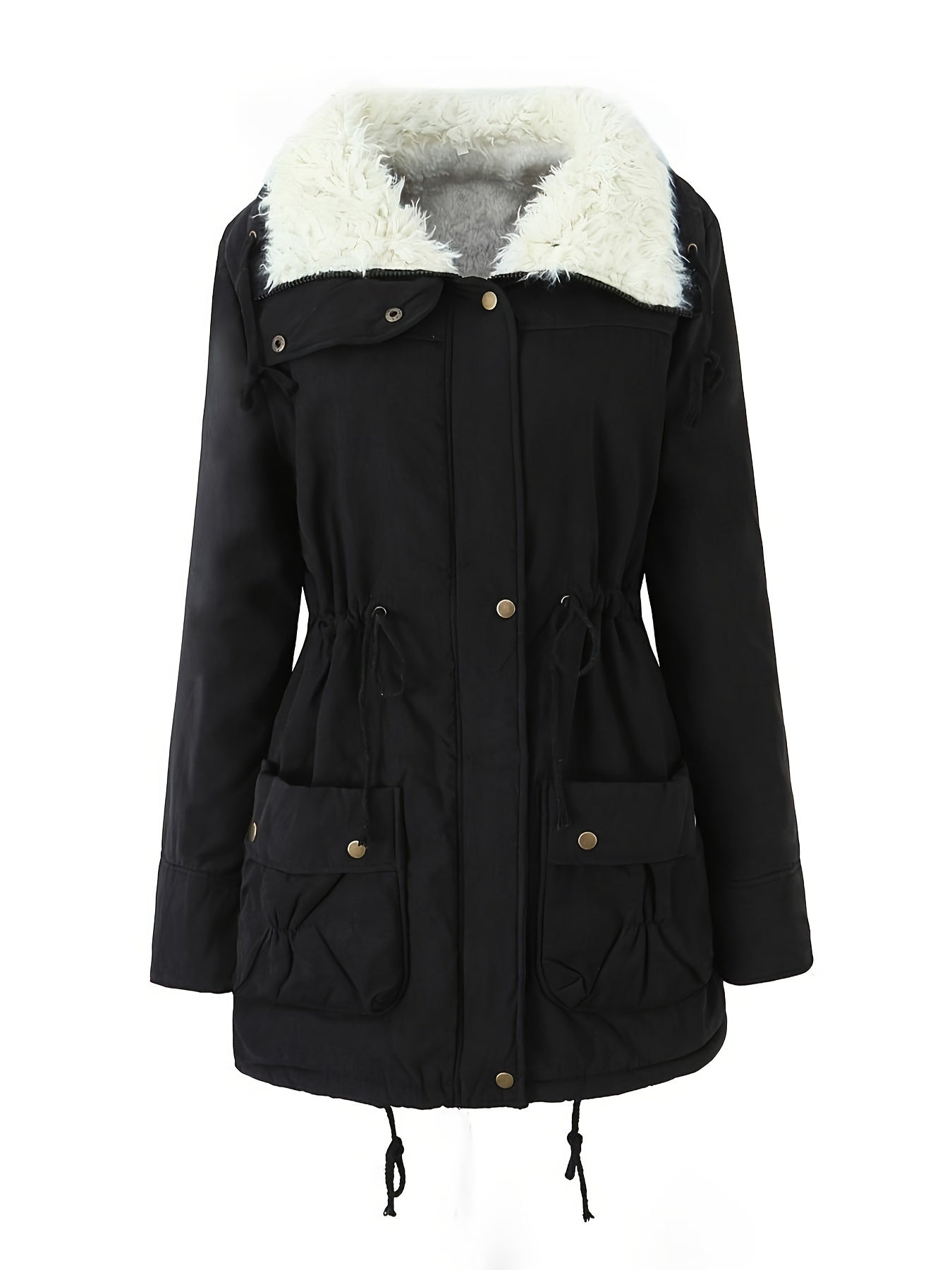 Sophie | Warm zip-up faux fur jacket with drawstring waist