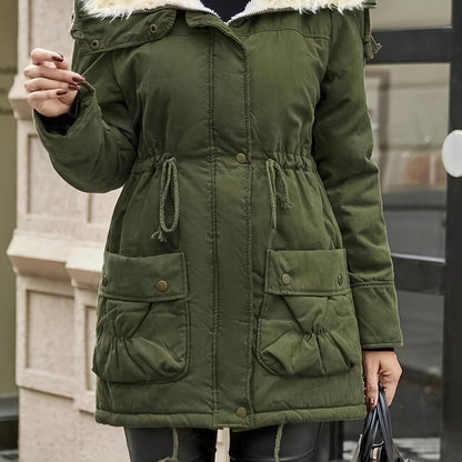 Sophie | Warm zip-up faux fur jacket with drawstring waist