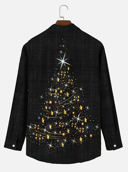 Stan | Glossy Christmas Tree Print Men's Long Sleeve Shirt