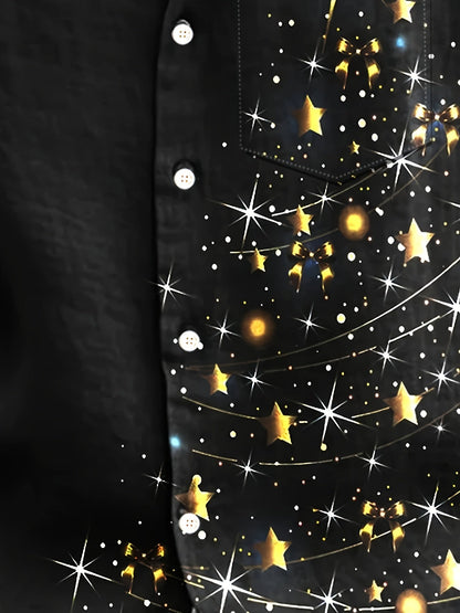 Stan | Glossy Christmas Tree Print Men's Long Sleeve Shirt