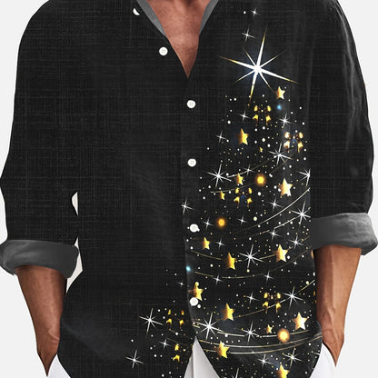 Stan | Glossy Christmas Tree Print Men's Long Sleeve Shirt