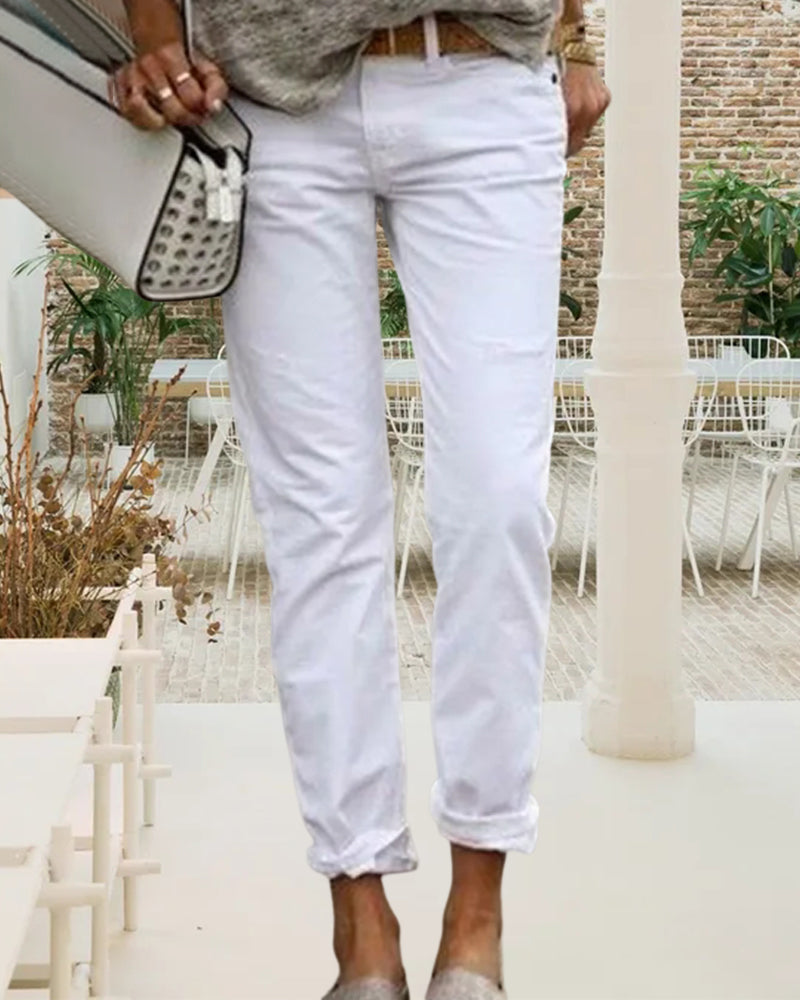 Stylish Casual Plain Colour Trousers