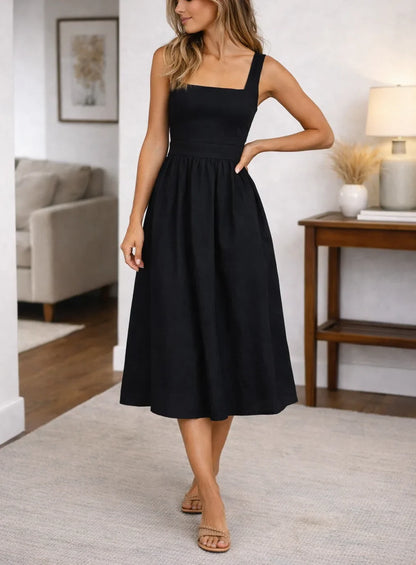 A-line dress with smocked bodice