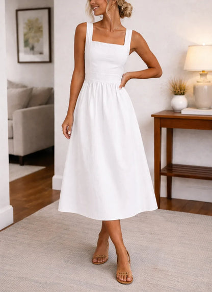A-line dress with smocked bodice