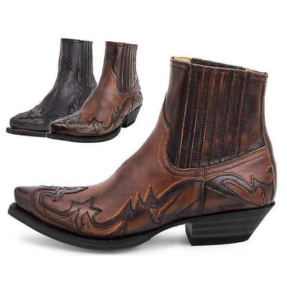 Sara | Leather Cowboy Boots with Heel