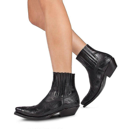 Sara | Leather Cowboy Boots with Heel