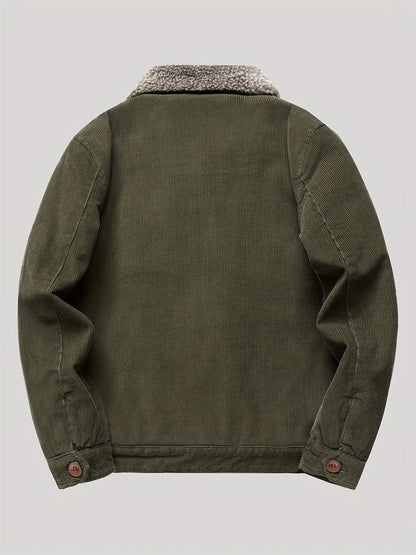 Sven | Warm fleece corduroy men's button jacket