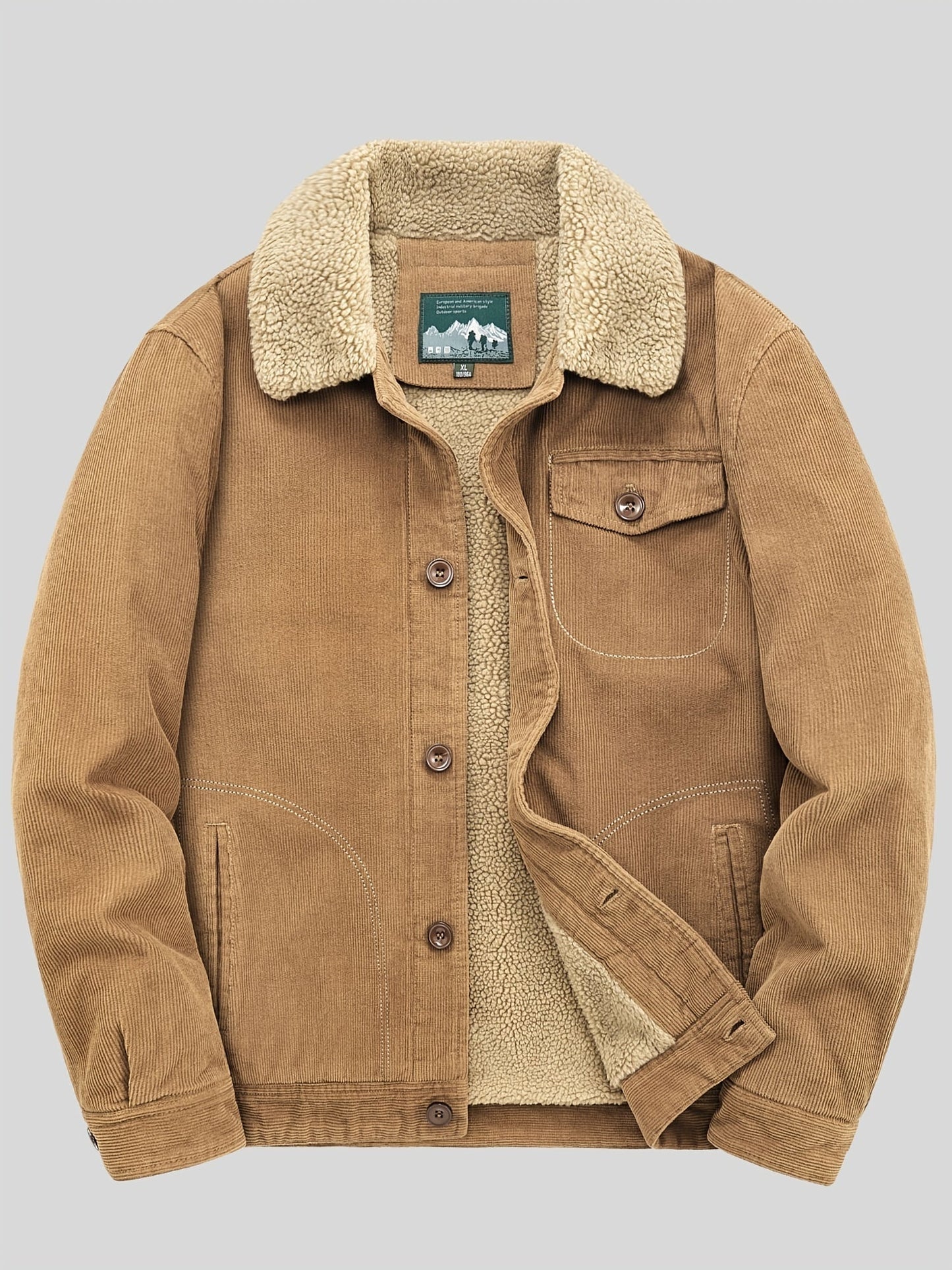 Sven | Warm fleece corduroy men's button jacket