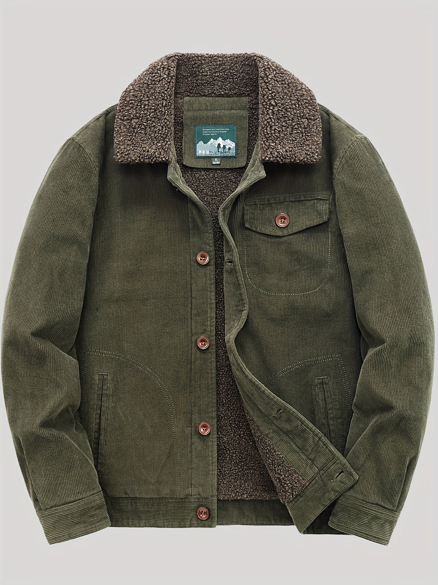 Sven | Warm fleece corduroy men's button jacket