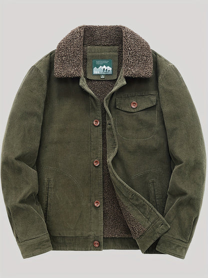 Sven | Warm fleece corduroy men's button jacket