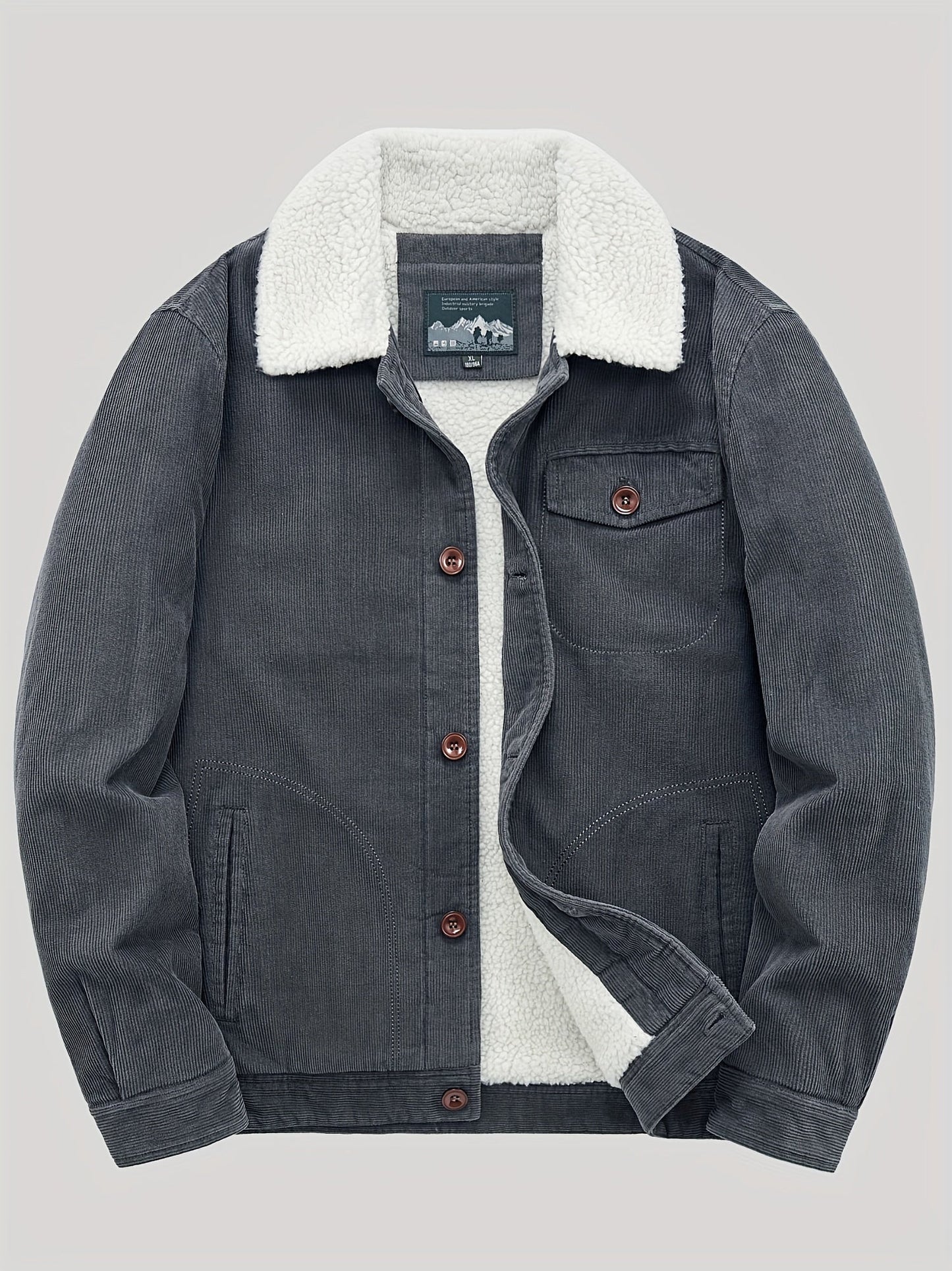 Sven | Warm fleece corduroy men's button jacket