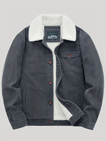Sven | Warm fleece corduroy men's button jacket