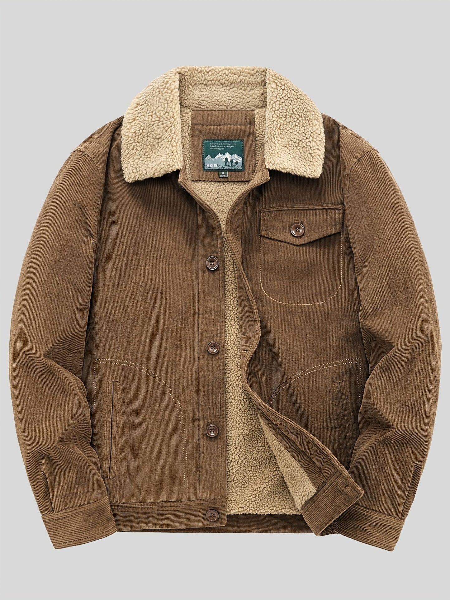 Sven | Warm fleece corduroy men's button jacket