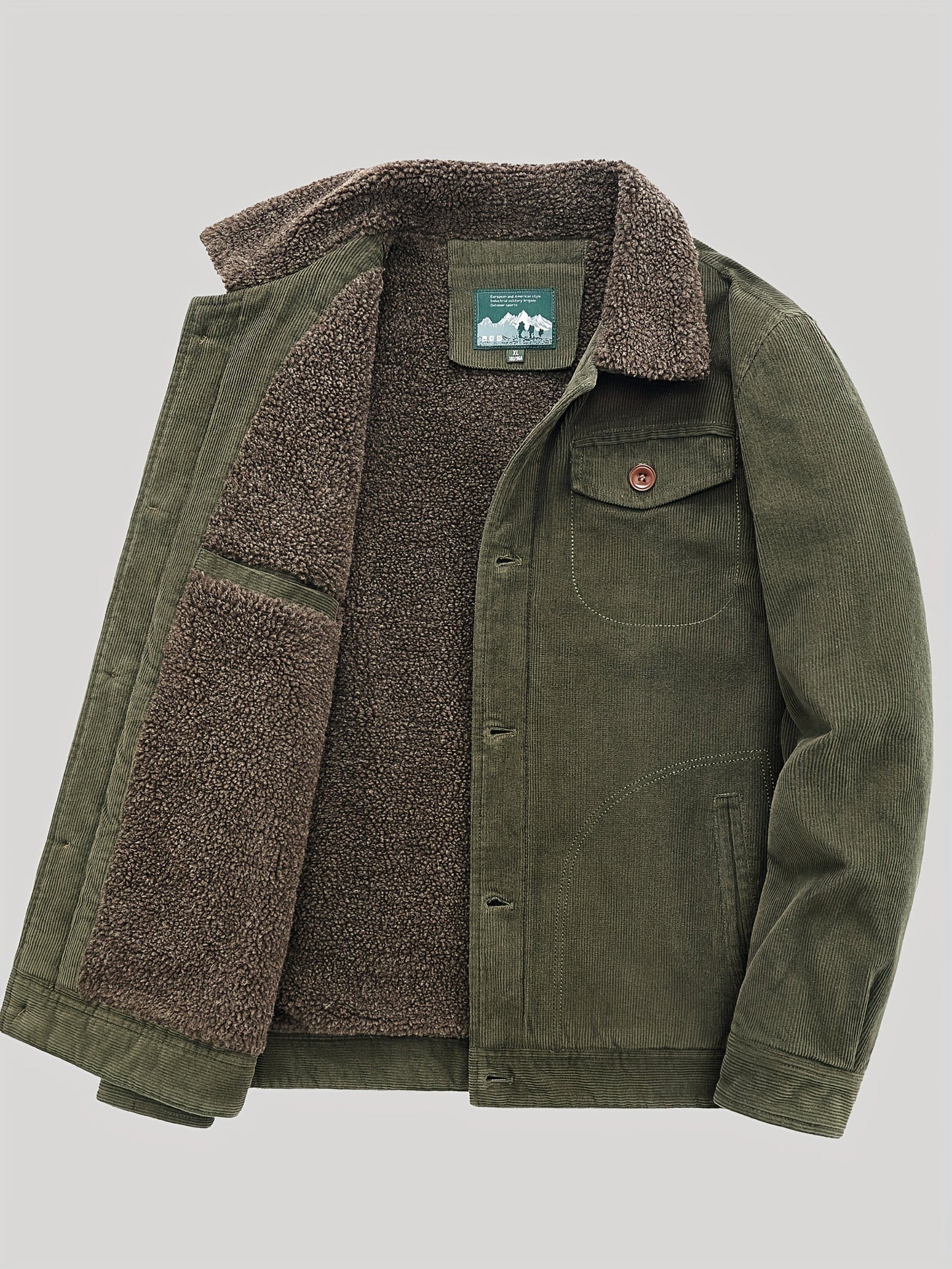 Sven | Warm fleece corduroy men's button jacket