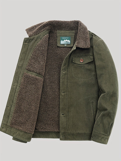 Sven | Warm fleece corduroy men's button jacket