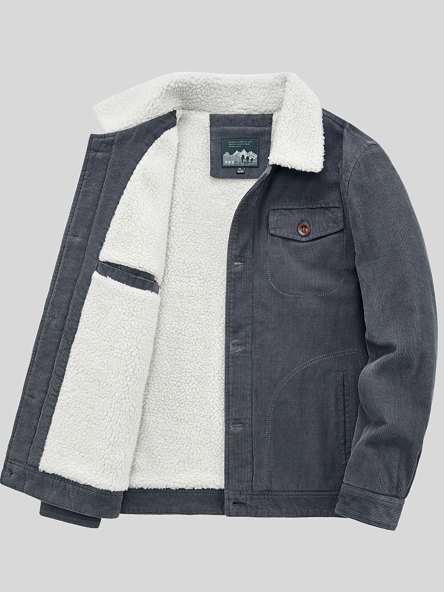 Sven | Warm fleece corduroy men's button jacket