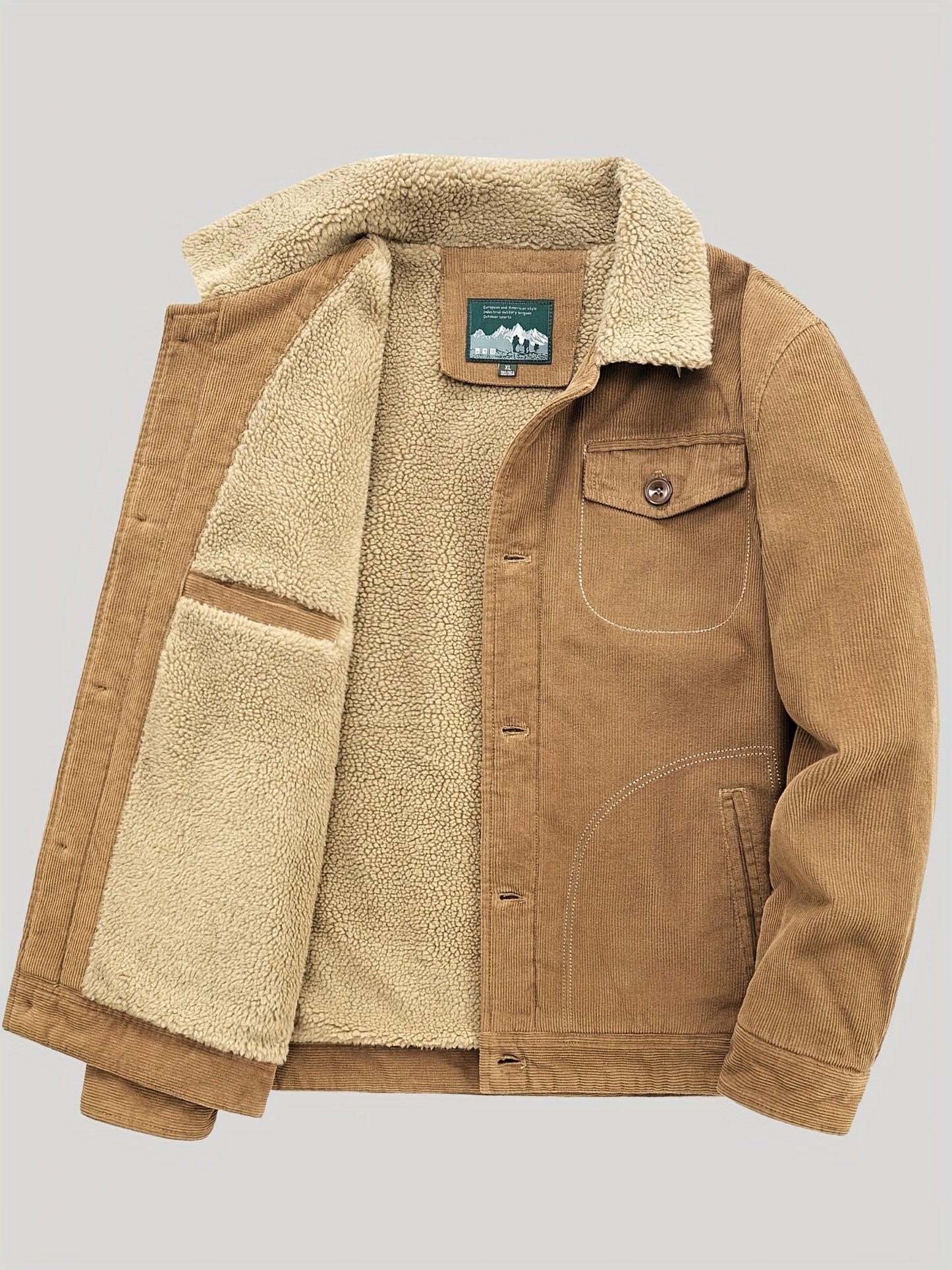 Sven | Warm fleece corduroy men's button jacket