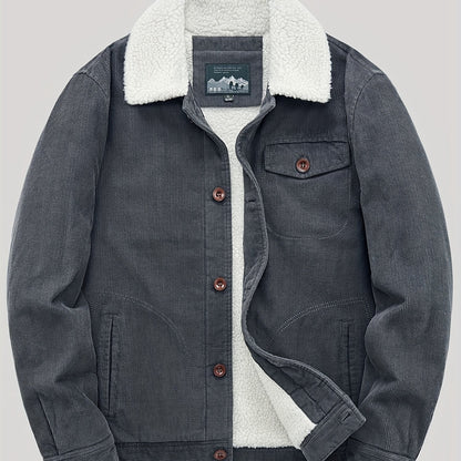 Sven | Warm fleece corduroy men's button jacket