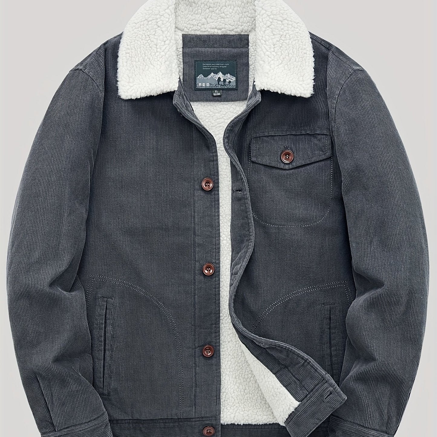 Sven | Warm fleece corduroy men's button jacket