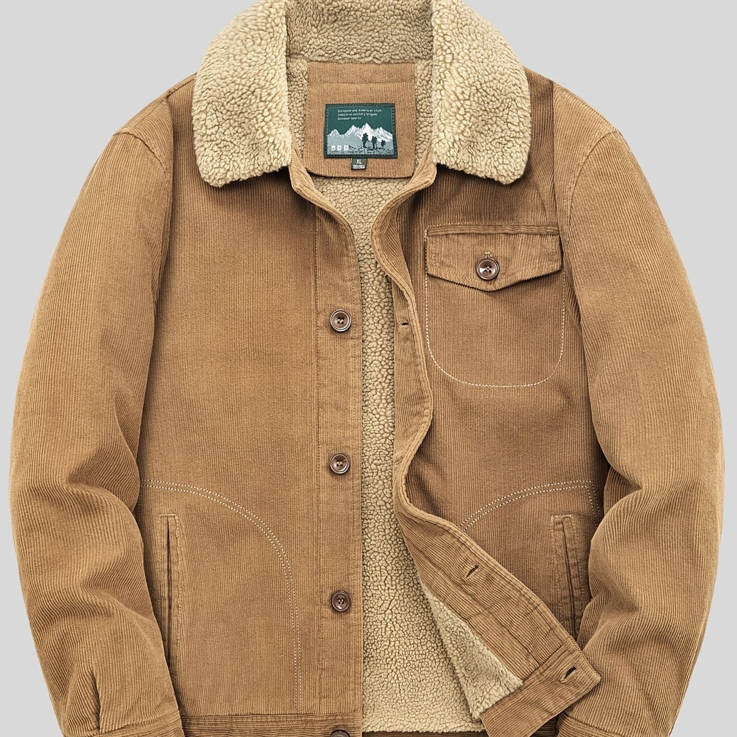 Sven | Warm fleece corduroy men's button jacket