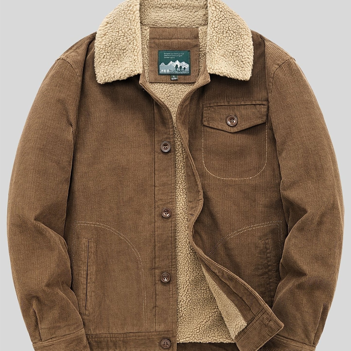 Sven | Warm fleece corduroy men's button jacket