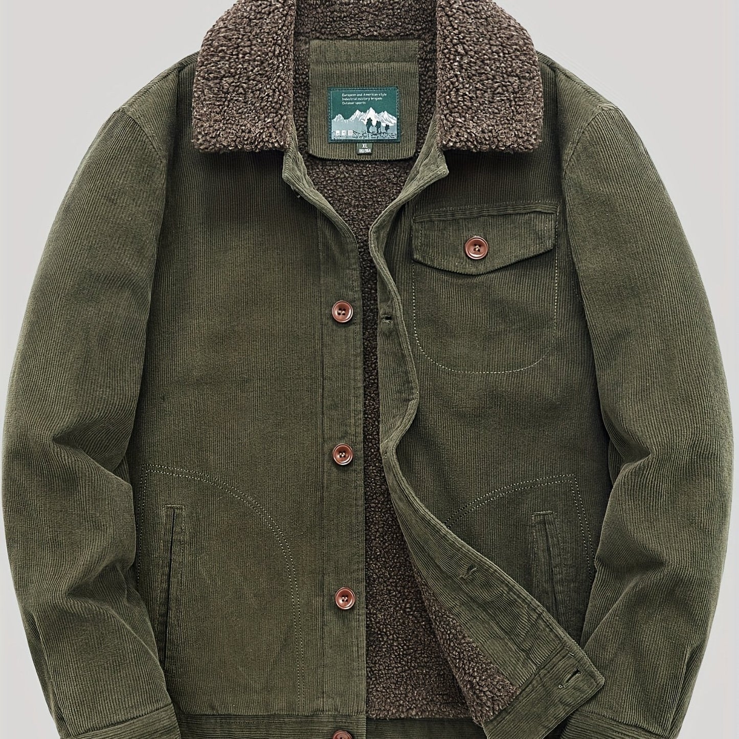 Sven | Warm fleece corduroy men's button jacket