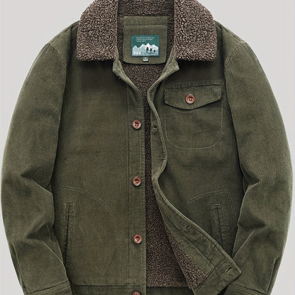Sven | Warm fleece corduroy men's button jacket