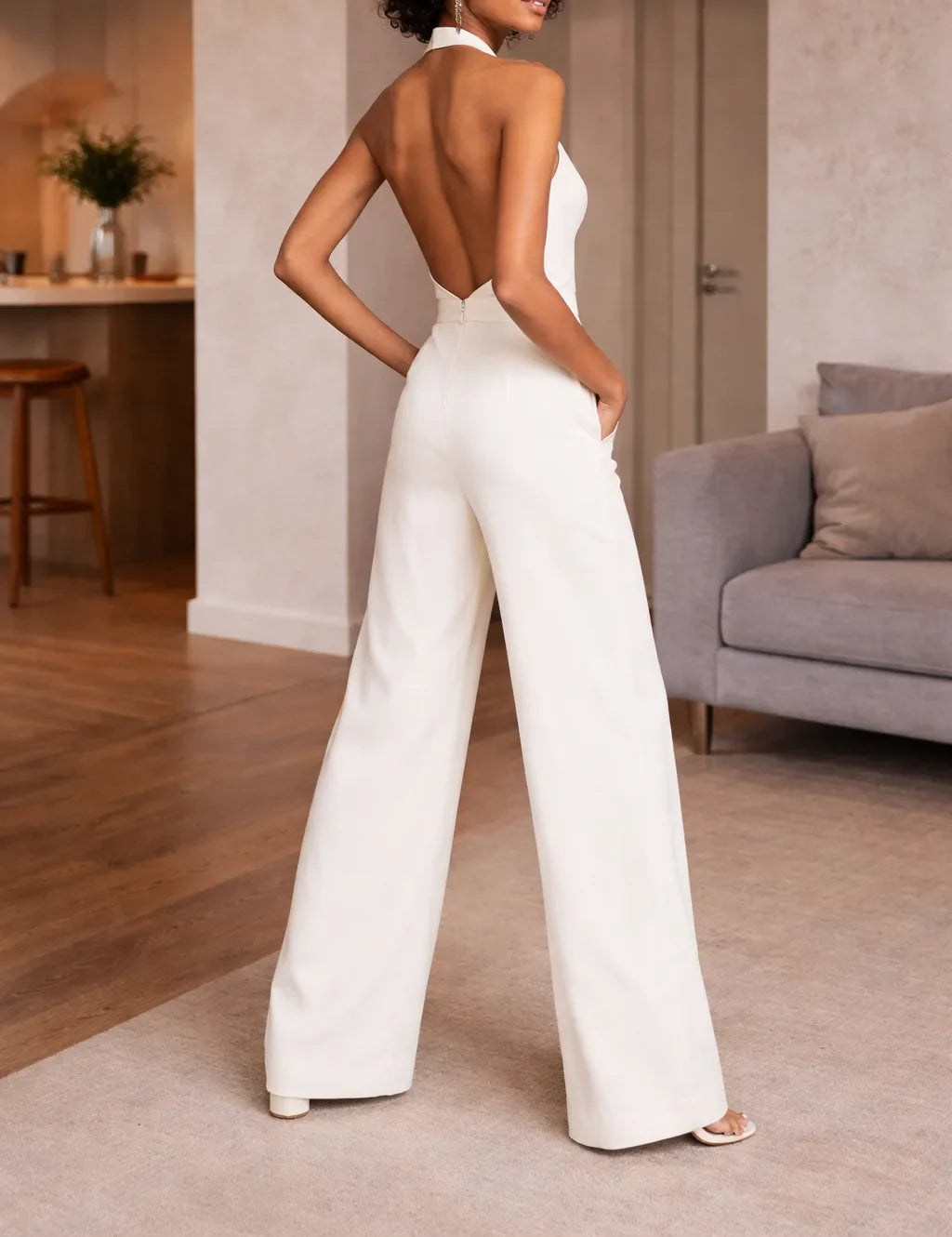 Halter Neck Jumpsuit with Wide Legs