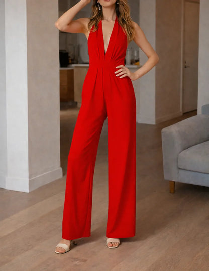 Halter Neck Jumpsuit with Wide Legs