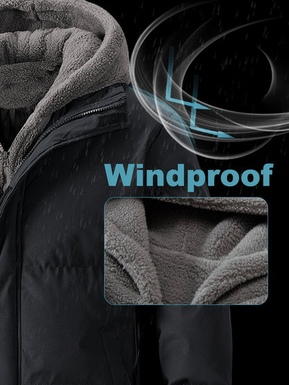 Tim | Padded men's fleece jacket with hood and pockets