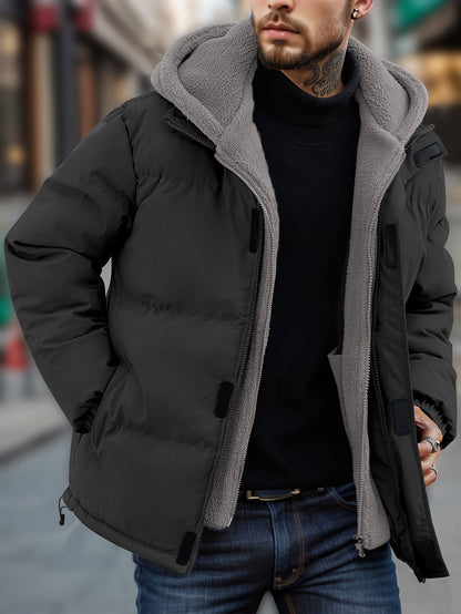 Tim | Padded men's fleece jacket with hood and pockets
