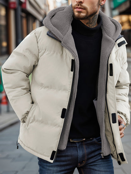 Tim | Padded men's fleece jacket with hood and pockets