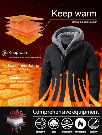 Tim | Padded men's fleece jacket with hood and pockets