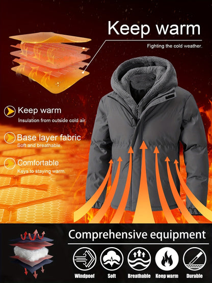 Tim | Padded men's fleece jacket with hood and pockets