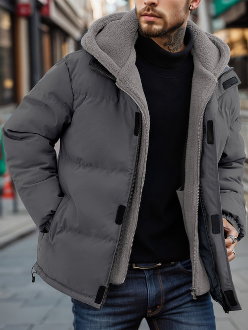 Tim | Padded men's fleece jacket with hood and pockets