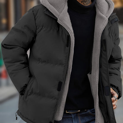 Tim | Padded men's fleece jacket with hood and pockets