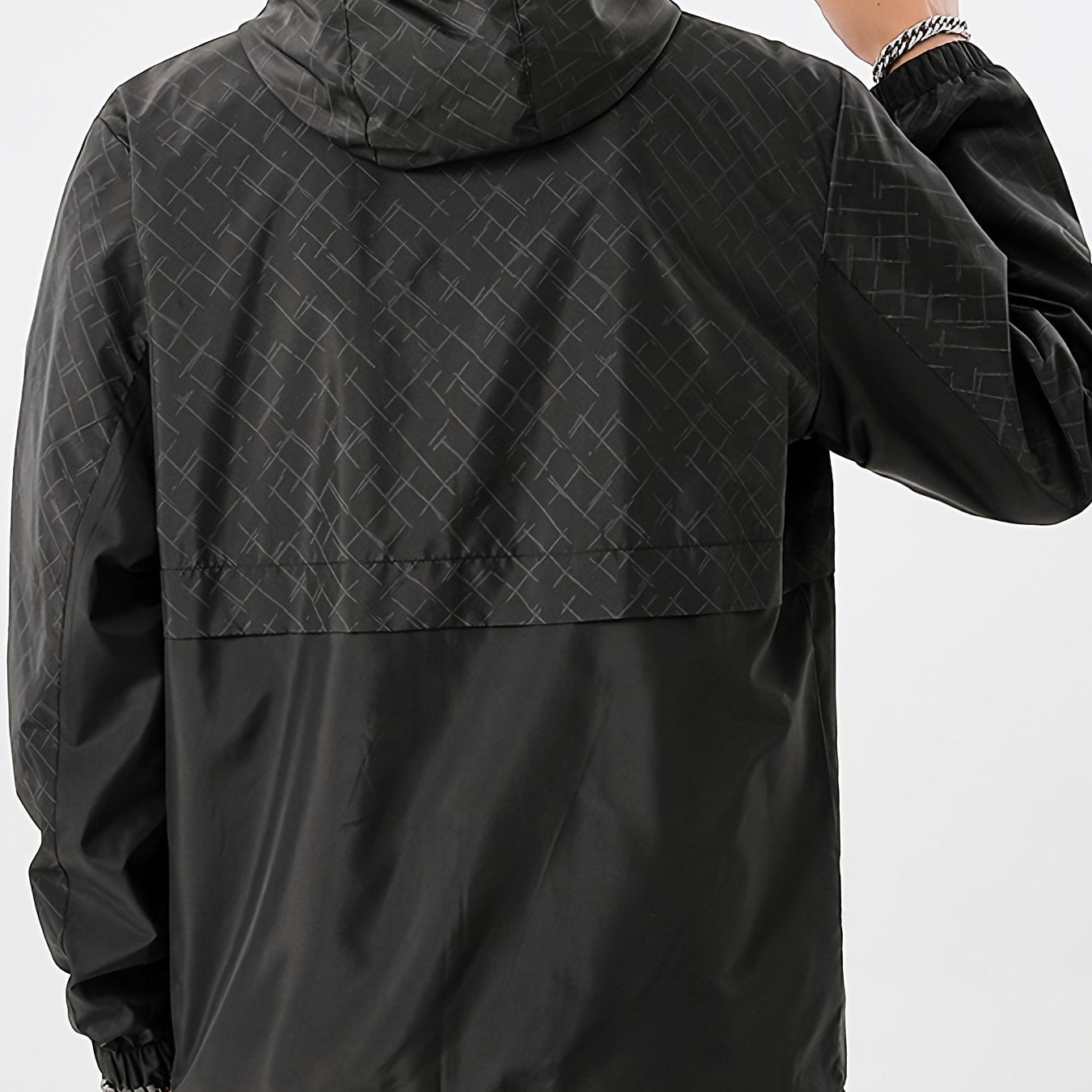 Tim | Lightweight men's windbreaker with check pattern and hood