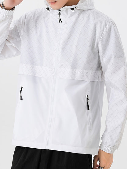 Tim | Lightweight men's windbreaker with check pattern and hood
