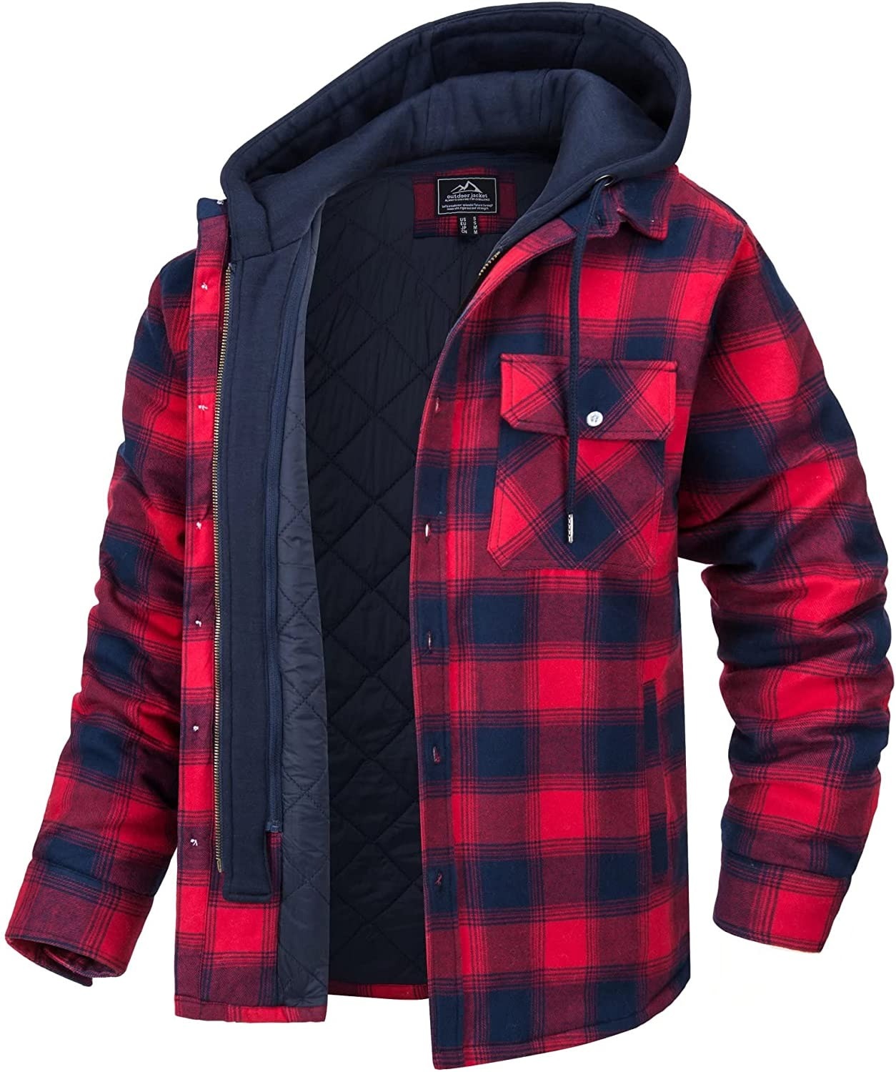 Tommy Jas | Checked men's jacket with hood and warm lining