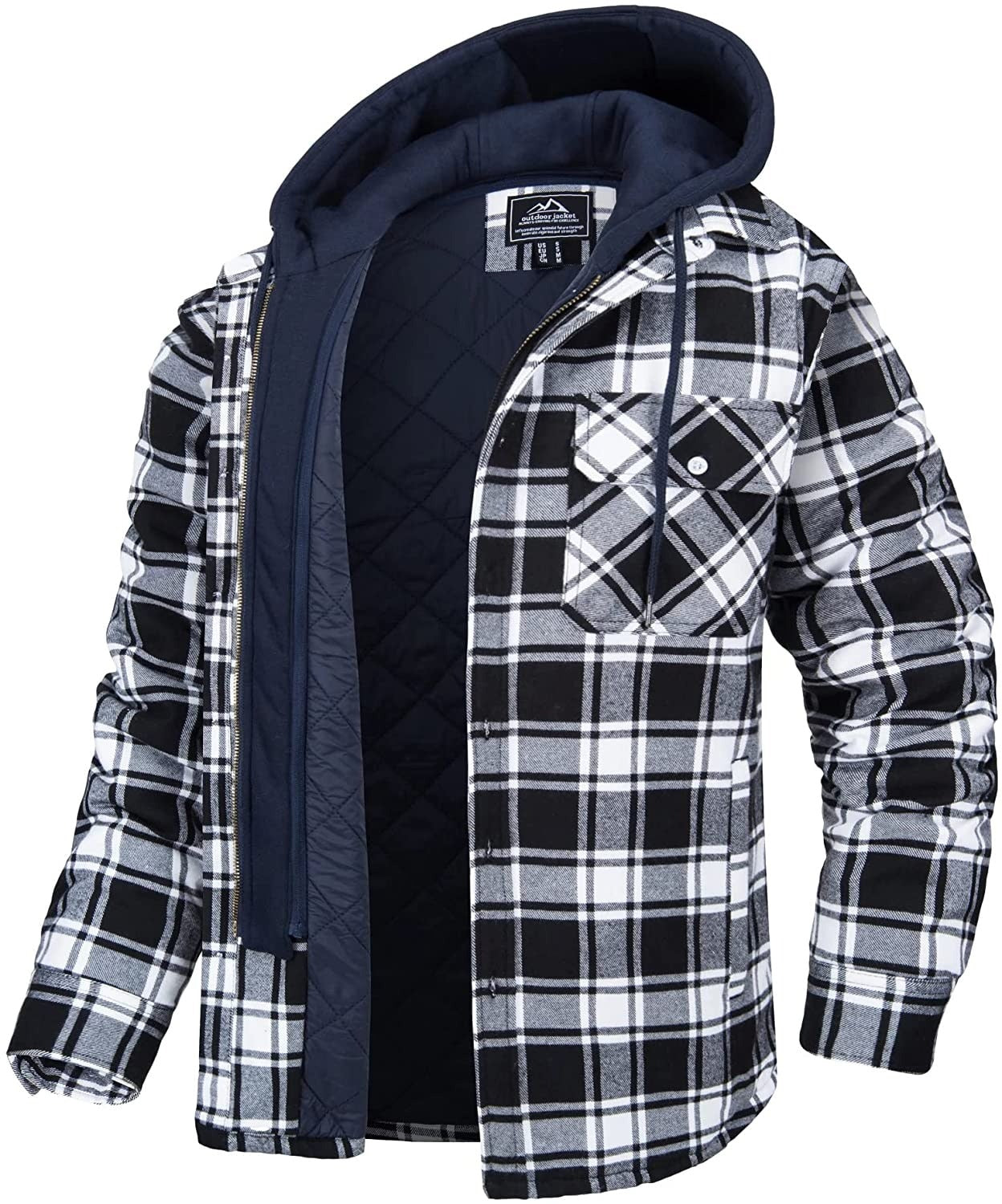 Tommy Jas | Checked men's jacket with hood and warm lining