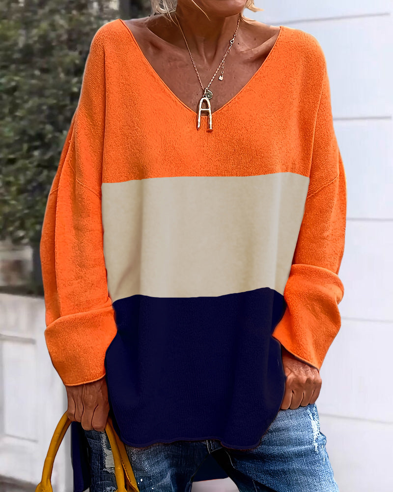 Top with Colour Blocks and Long Sleeves