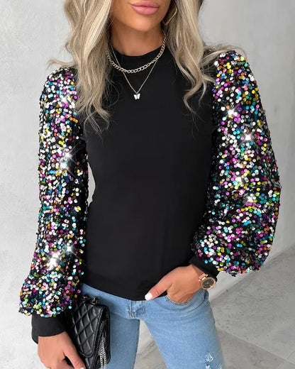 Top with Colourful Balloon Sleeves