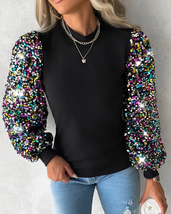 Top with Colourful Balloon Sleeves