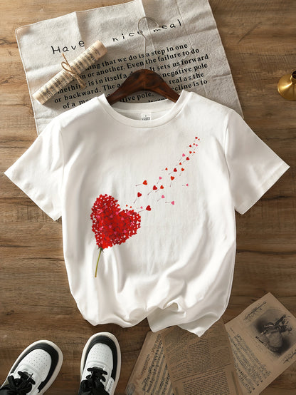 Valentina | Cute and Romantic T-shirt with Pink Hearts and Flowers